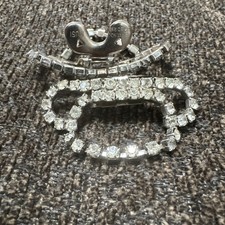 Musi Shoe Clips Dainty Rhinestones Silver Tone Pair Vintage 2.25  