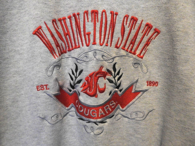 WA State Univ Cougars Embroidered Logo Sweatshirt Men's L Cotton/Poly LS EUC