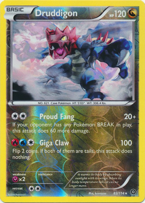 Pokemon - Druddigon - 83/114 - Rare - Reverse Holo - XY - Steam Siege - NM
