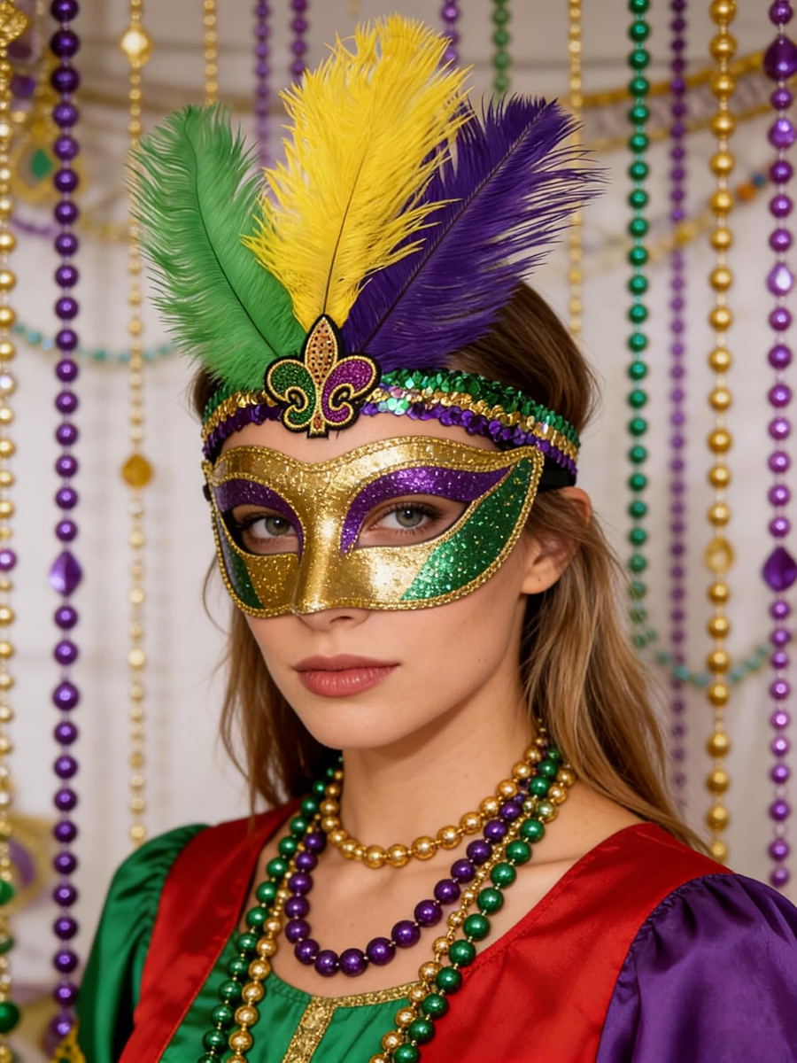 2 Pack Mardi Gras Fluer Di Lis Headband Sequin Fascinators 