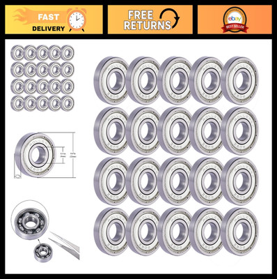 Rollerex Pre-Lubricated Skate Wheel Bearings 20-Pack Chrome Steel