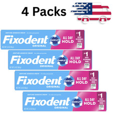 Pack of 4 Fixodent Complete Original Denture Adhesive Cream, All Day Hold 2.4 oz