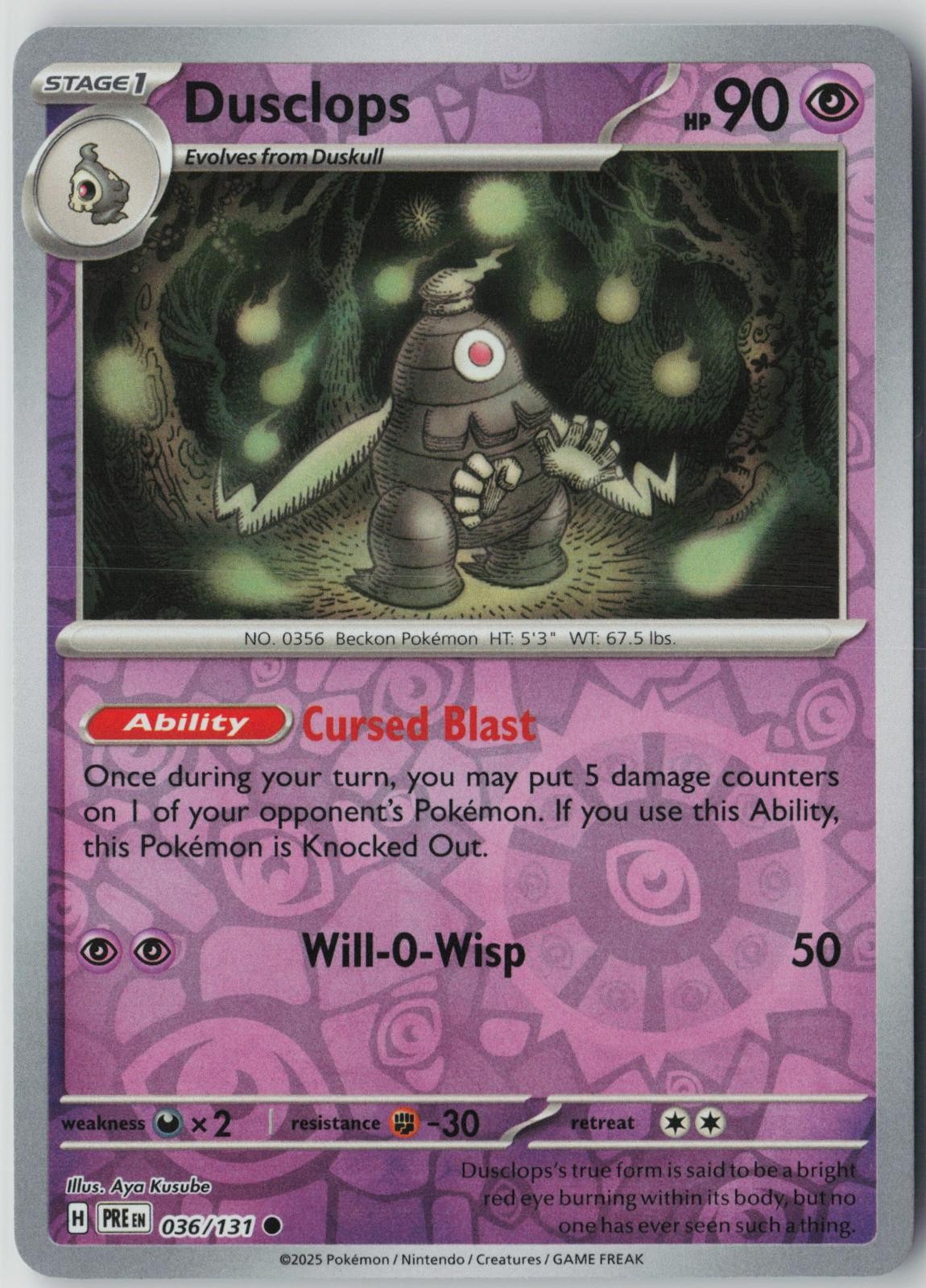 DUSCLOPS 036/131 COMMON PRISMATIC EVOLUTIONS POKEMON REVERSE HOLO NM