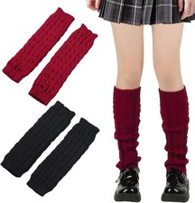 2 Pairs Women Leg Warmers Fashion Cute Cable Knit Leg Warmers Boots 80s Knee