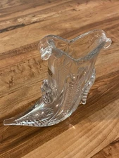 Neman Glassworks 1883 Crystal Womans Heeled Boot Vase 5.5” Hand Made In Belarus
