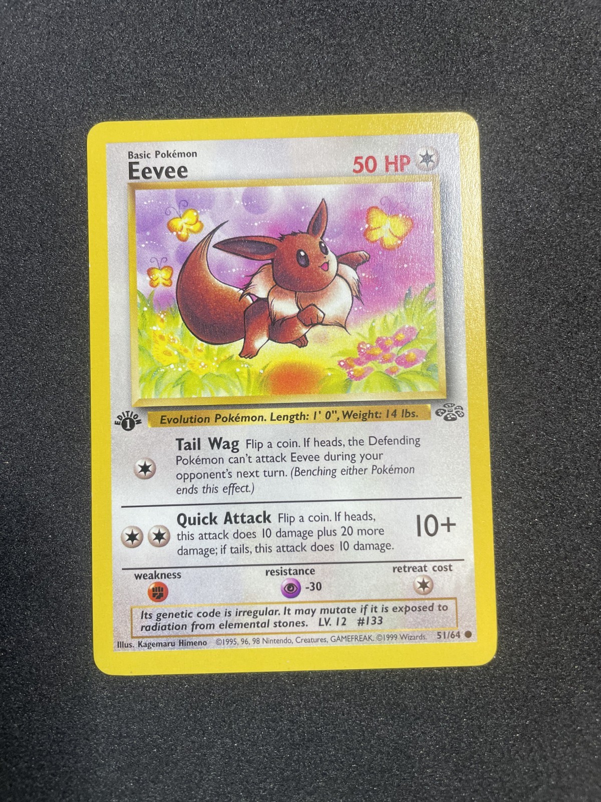 Pokémon TCG Eevee 51/64 1st Edition Jungle Basic Vintage Card NM WotC 51/64