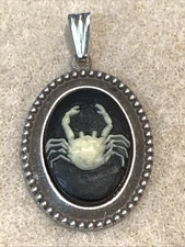 NEW LISTING**HUGE SALE **VINTAGE ZODIAC PENDANT. black/silver-NEW- "CANCER"