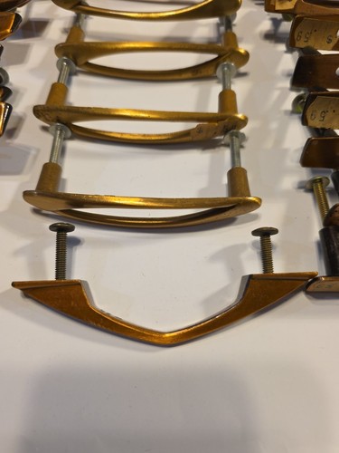 Vintage AJAX Set of 33 SOLID COPPER Chevron Drawer Pull Cabinet Handle w/ Screws - Picture 10 of 24