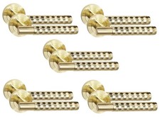Knurled Door Handles Hex Cut T-Bar Satin Brass 1 to 6 Pair Bath Lock Set