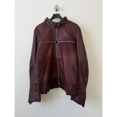 14th Addiction Cross Zip Leather Distressed Jacket - Size 5