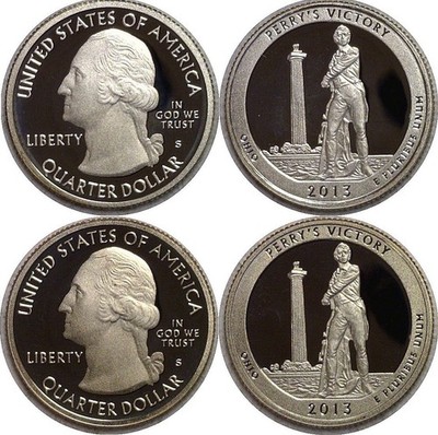 2013-S Proofs 25C 2 Coin Perry's Victory National Parks ATB Quarter Silver/CN