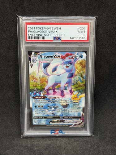 2021 Pokemon Sword & Shield Evolving Skies Glaceon VMAX #209 Fa Secret PSA 9