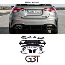 MERCEDES A KLASSE HECKDIFFUSOR W177 AMG A45 LOOK MIT ENDROHREN KOMPLETT SCHWARZ 2020+