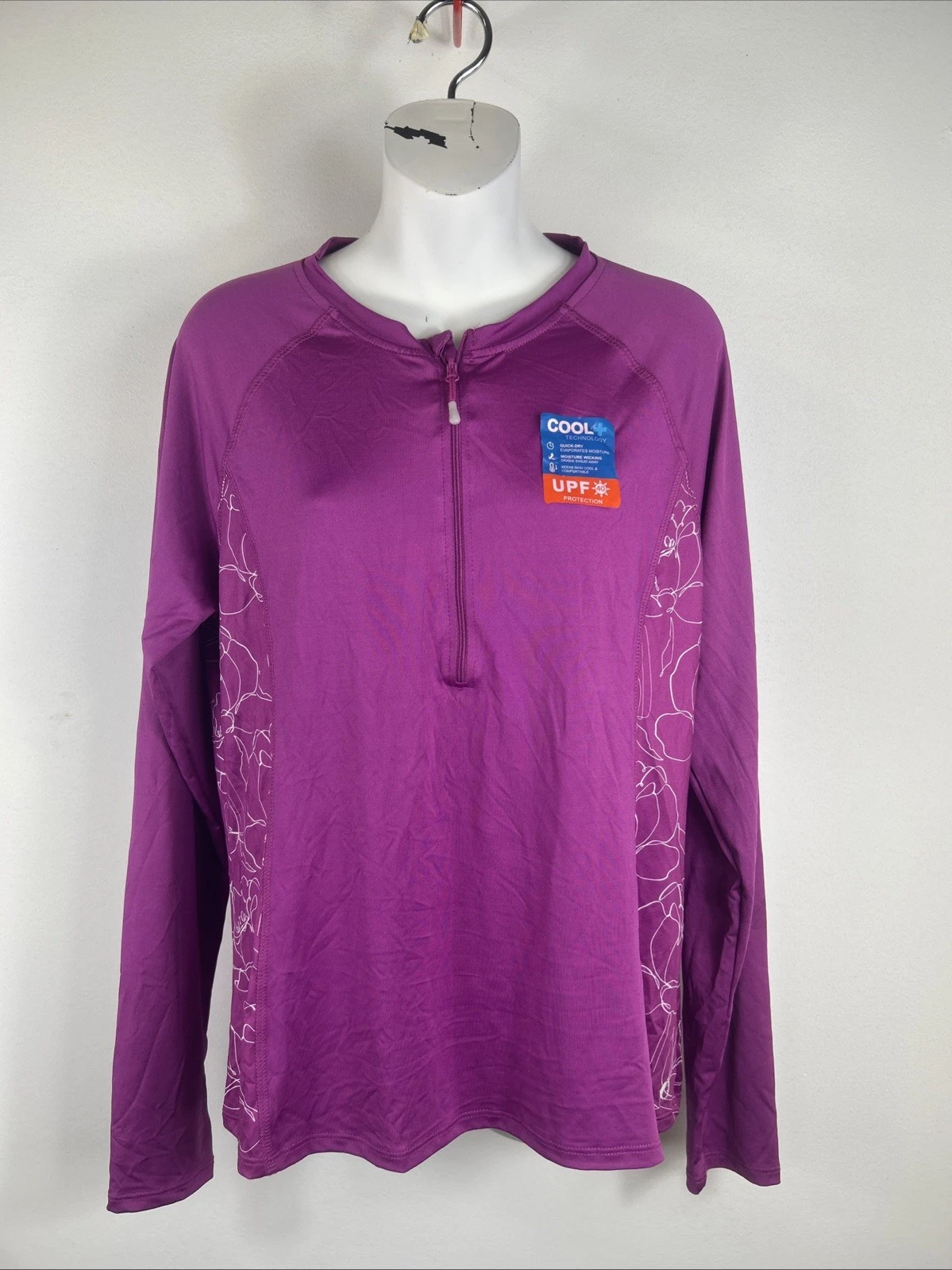 The American Outdoorsman for Women Long Sleeve Sun Tee Half Zip Blue Size XL