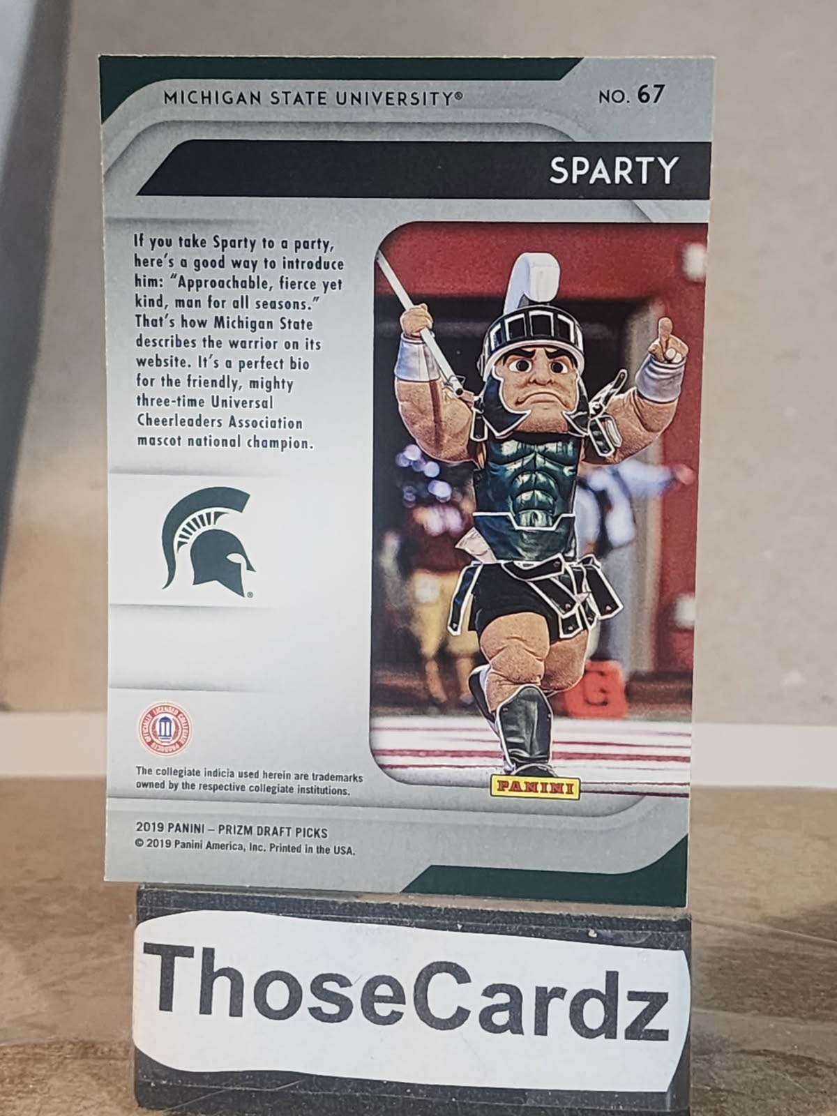 2019 Panini Prizm Draft Picks Mascots #67 Sparty
