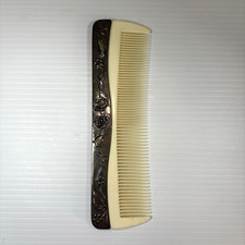 Vintage Silver Plate Vanity Hair Comb Ornate Roses Accents Collectible Unbranded