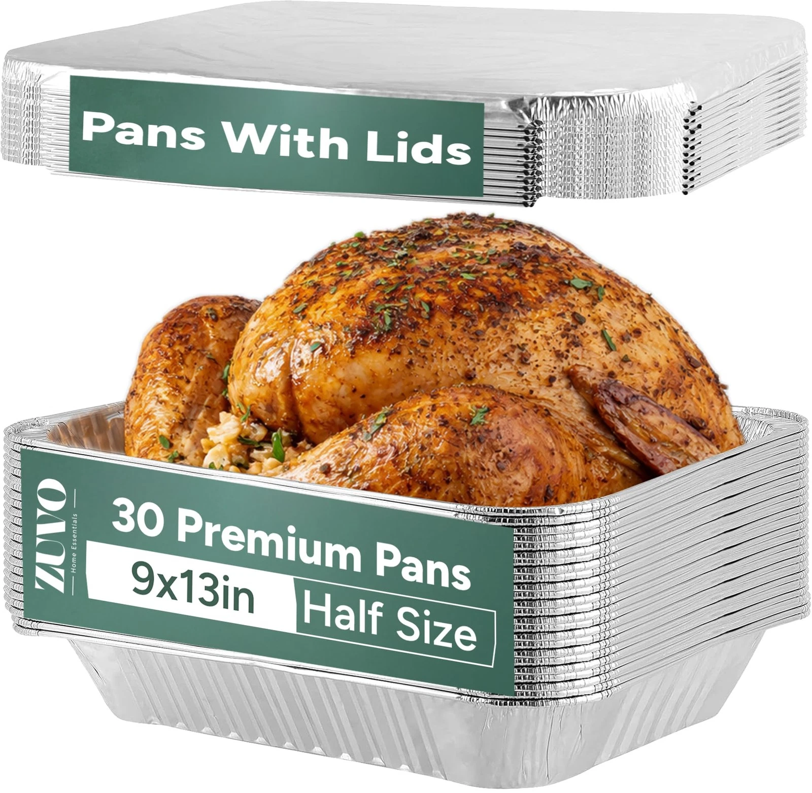9x13 Aluminum Foil Pans with Lids (30 Pack) – Half Size Disposable Baking Pan...