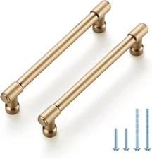 JOY DECOR 10 Pack 5 Inch Champagne Bronze Cabinet Handles Modern Dresser Drawer 