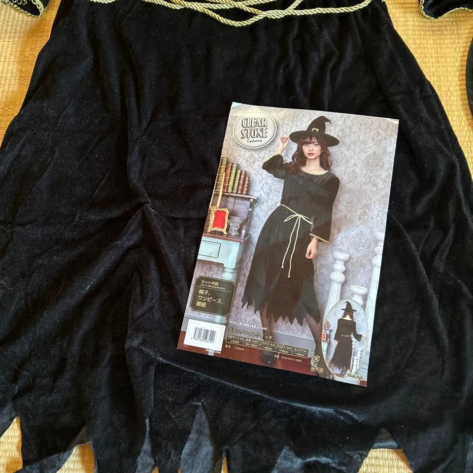 Disfraz de bruja de piedra transparente negro vestido de fiesta de Halloween usado excelente Japón Foto 4 de 4