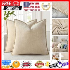 Spring Chenille Soft Cozy Throw Pillow Covers 24x24 Set of 2, Modern Farmhous...