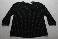 Fun 2 Fun Women's Petite Munro Tie Sleeve Detail Blouse AC2 Black Small NWT 