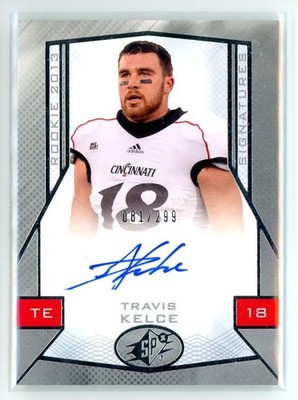 Travis Kelce Rookie Auto 2013 SPx Rookie Signatures RC Auto /299 #107 Chiefs SP