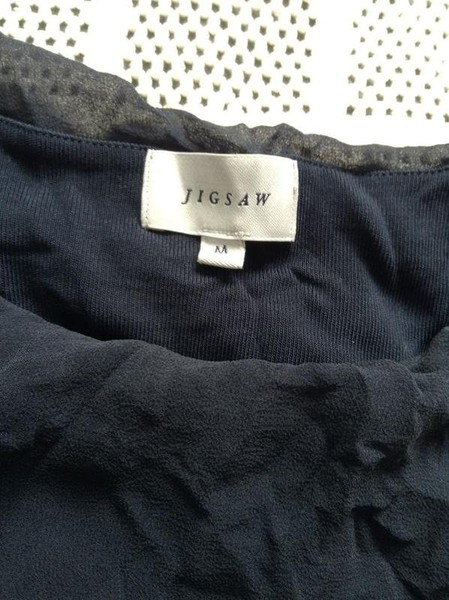 Women Jigsaw Dress Navy Silk 38