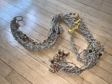 Vintage Brown Macrame Plant Hanger Ceramic Birds Butterfly Boho Retro 70s 64"