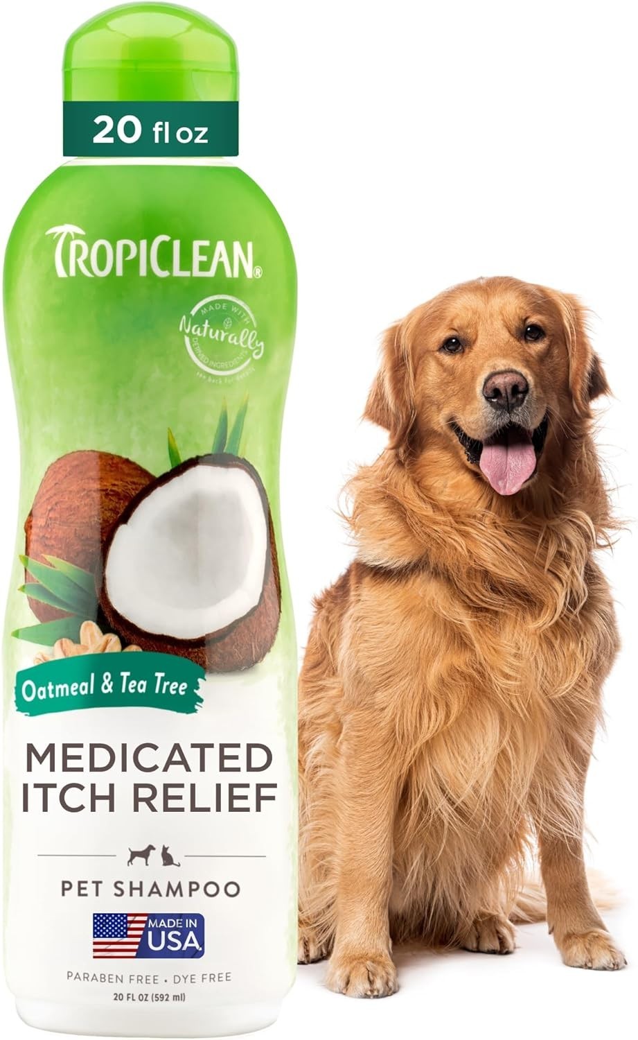 TropiClean Oatmeal Dog Shampoo Itch Relief Medicated Puppy Safe 20 oz