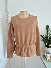 Oversized Rippstrick Schößchen Pullover Hellbraun | S | Amisu New Yorker