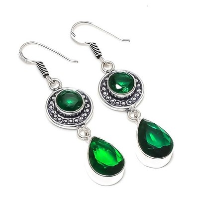 Handgefertigte Chromdiopsid Edelstein 925 Sterlingsilber Schmuck Ohrringe...