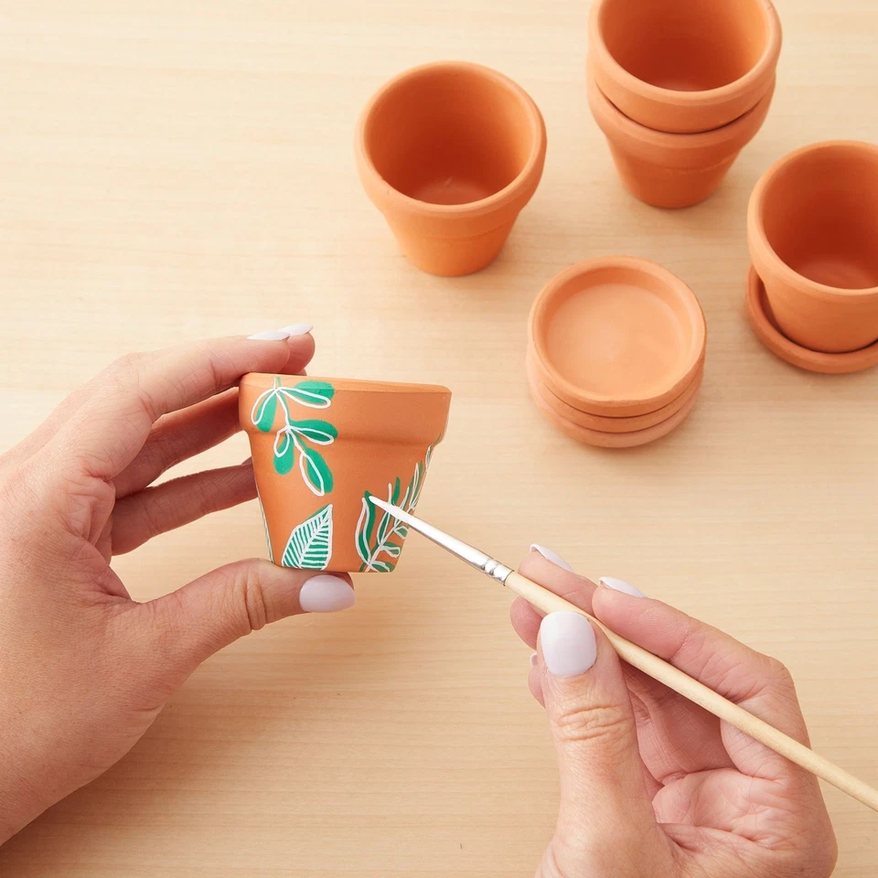 Терракотовые горшки с блюдцем и сливным отверстием, горшки для цветов упаковка 16 шт. - Изображение 2 из 4