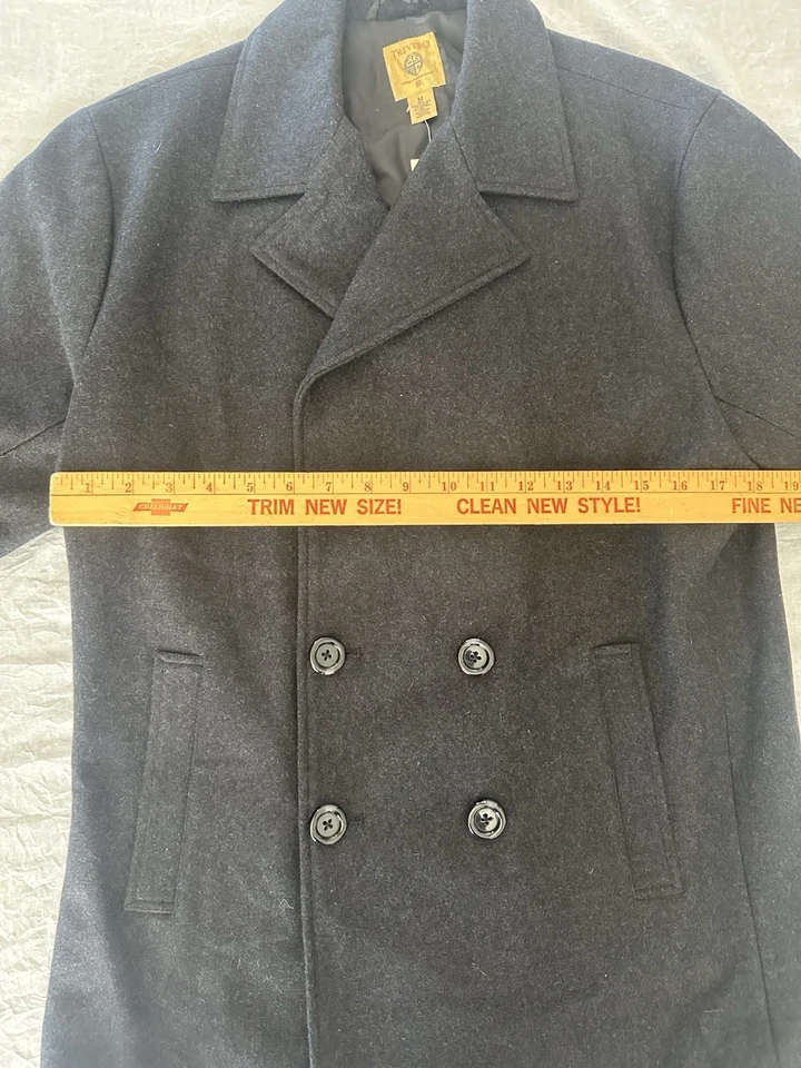 Abrigo Trevero Para Hombre Talla Mediana M Mezcla de Lana Gris Carbón Peso Pesado Moda Foto 4 de 4