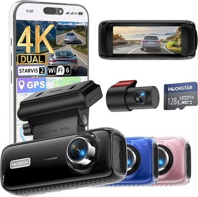 LHSYJ 4K Dual Dash Cam Front & Rear with Free 128GB Card, WiFi & GPS BRAND NEW