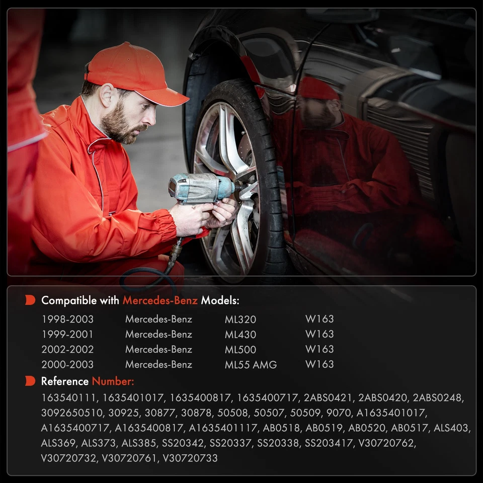 4x Sensores de velocidad de rueda ABS delanteros y traseros para Mercedes-Benz W163 ML320 ML430 ML500 Foto 2 de 4