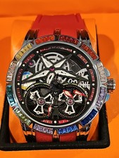 Jemsoun Automatic Skeleton Face Watch Red Silicone Band New In Box