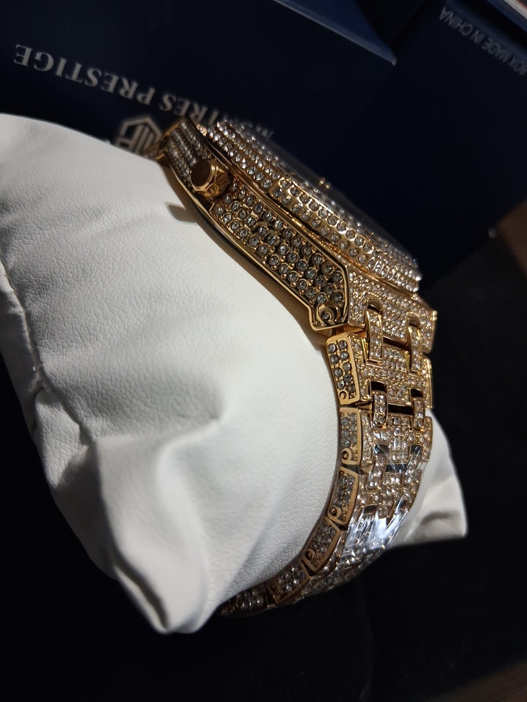 NEW!- Montres Prestige Luxe X Invicta Men's Watch - 42.5mm, Blinged Out Gold