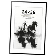 Metal Poster Frame, 24 x 36 inches Aluminum Picture Frame with Mat 24x36 Black