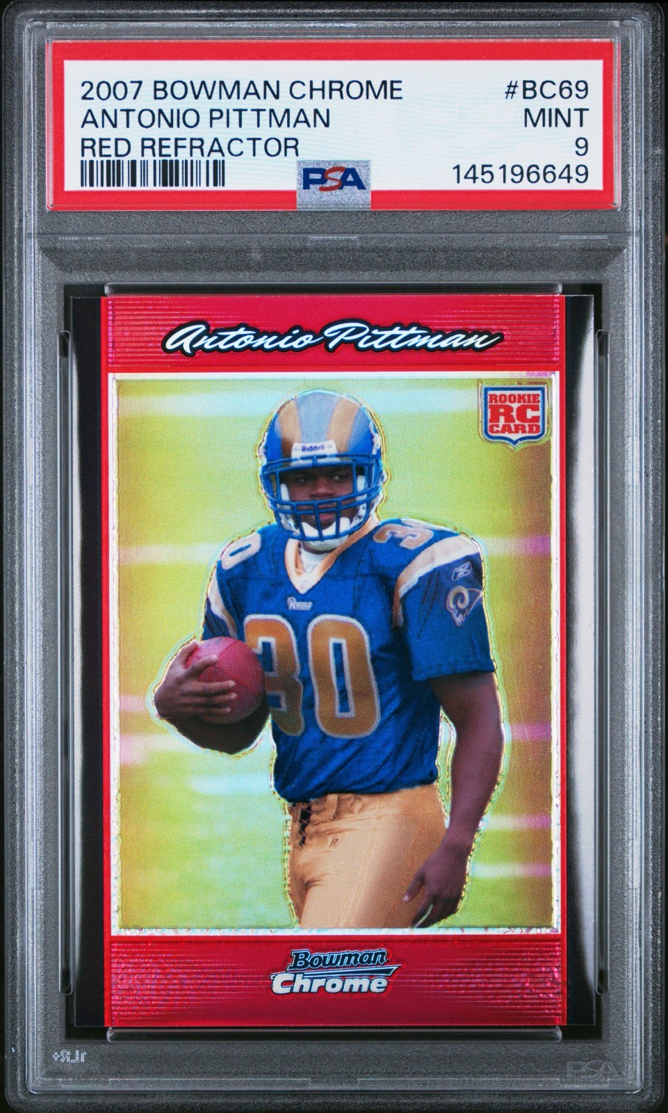 2007 BOWMAN CHROME #BC69 ANTONIO PITTMAN MINT PSA 9 RED REFRACTOR ROOKIE /5