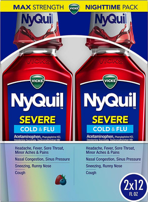 Nyquil SEVERE Cold, Flu, and Congestion Medicine, 2X12 Fl Oz Twin Pack, Berry Fl