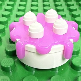 Lego Duplo White Cake W/ Pink Strawberry Frosting Icing Birthday Celebration