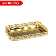 Elegant Gold Mirror Polished Serving Tray - Rectangle Decorative Centerpiece