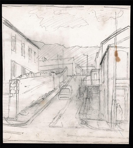 George Chapman (1908-1994) - Pencil Drawing - Figures & Cars In Landscape Wales - Picture 2 of 2