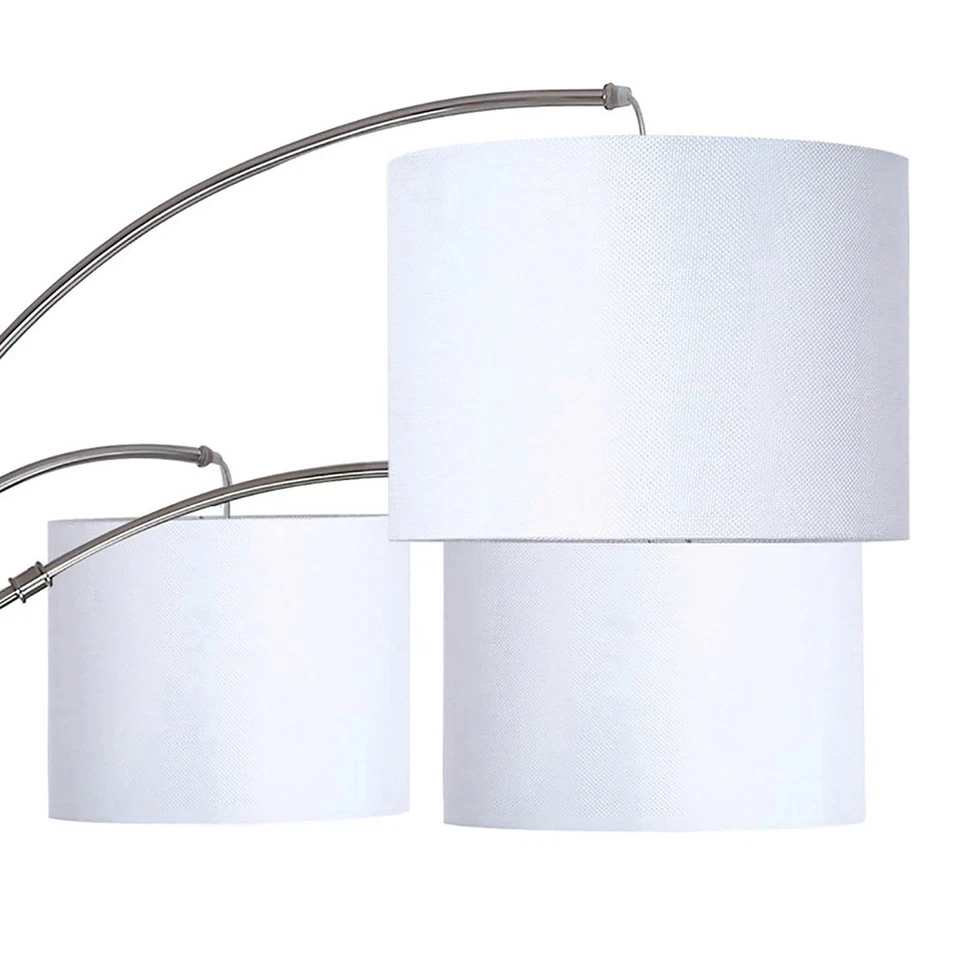 84" Metal Floor Lamp with Three Lights & Linen Shades - Image 2 of 4