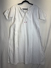 Antique VTG French White Homespun Muslin Natural Linen Nightgown Monogram M S