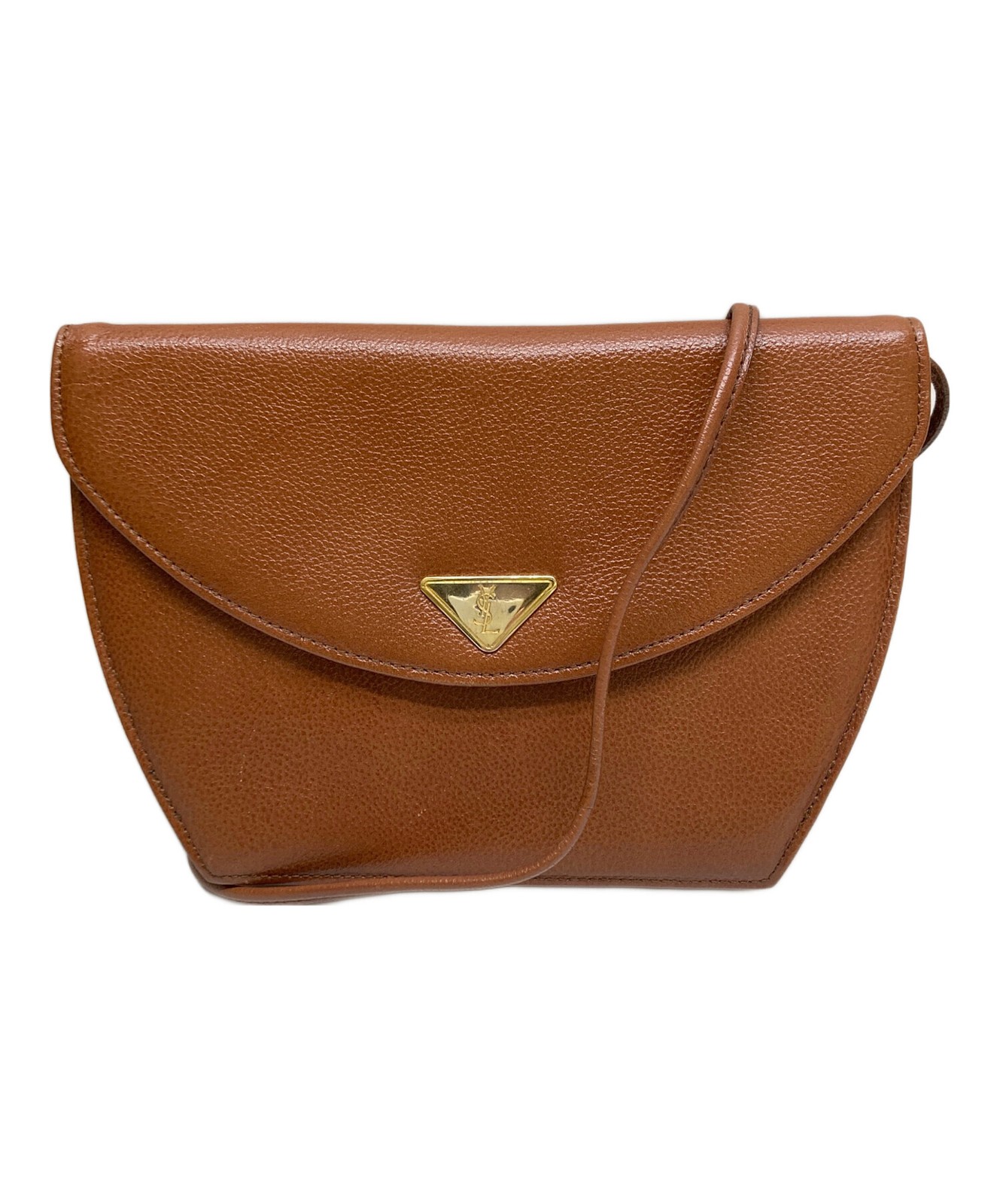 Borsa a tracolla Yves Saint Laurent triangolo logo placca marrone dal Giappone