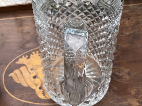 RARE ANTIQUE THOMAS WEBB RUSSELL Cut Glass Jugs 8” & 7” Scalloped Diamonds SIGND - Picture 19 of 23