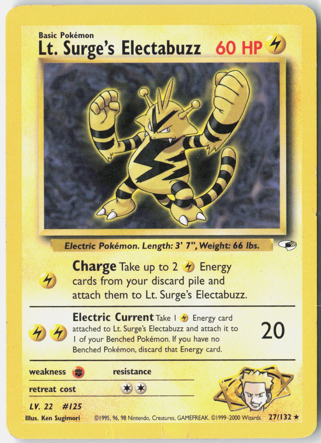 Lt. Surge's Electabuzz (27) Gym Heroes 027/132 Vintage Pokemon Card Unlimited