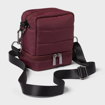 SOFT LENSE CASE WITH REMOVABLE STRAP - DARK RED - BLACK METAL ACCENTS - AA18
