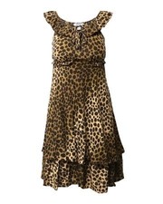 Moschino Cheap and Chic Leopard Print Midi Dress in Multicolor Silk